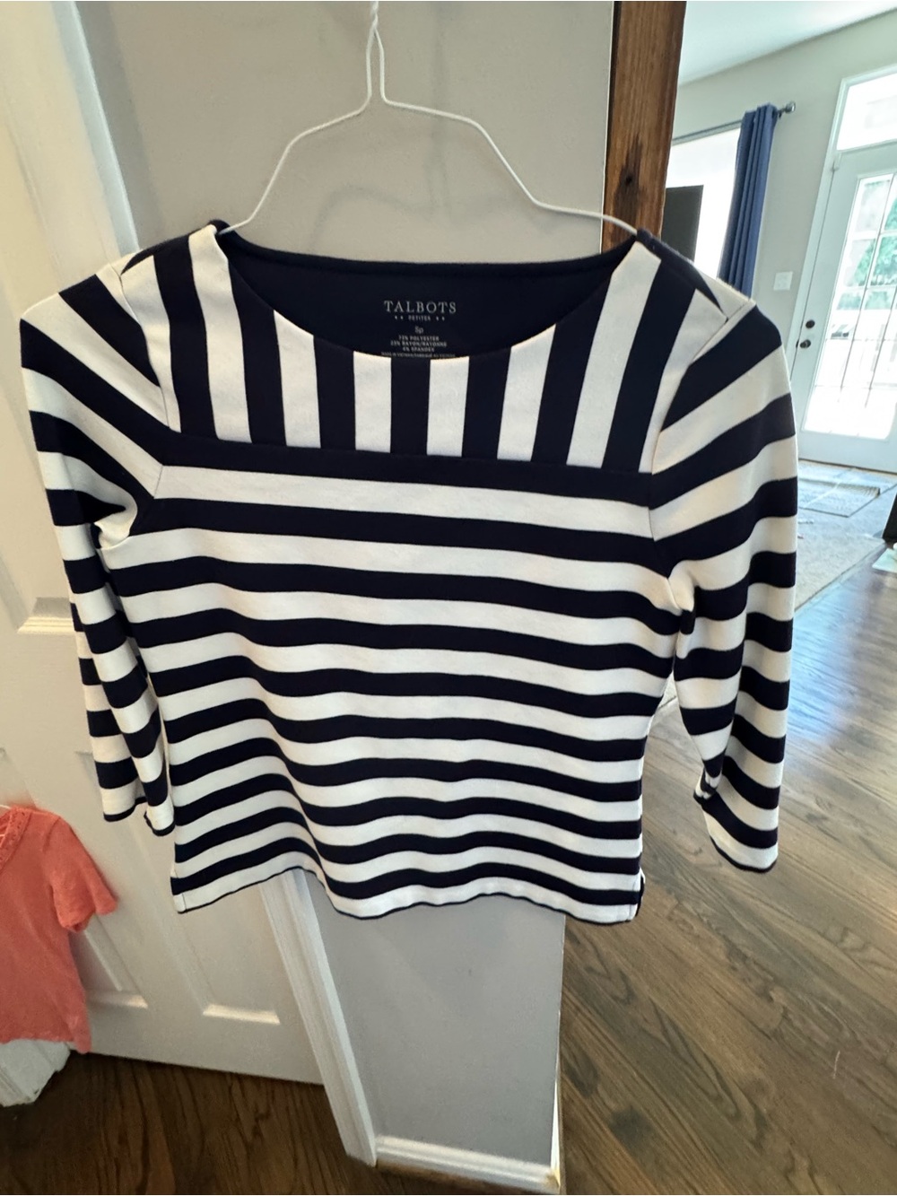 Talbots Black and White Striped Long Sleeve Tee